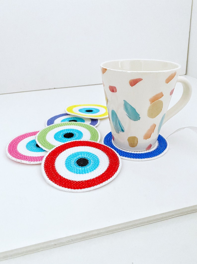 Evil Eye Coaster, Set of 4, Lucky Evil Eye Home Accessories