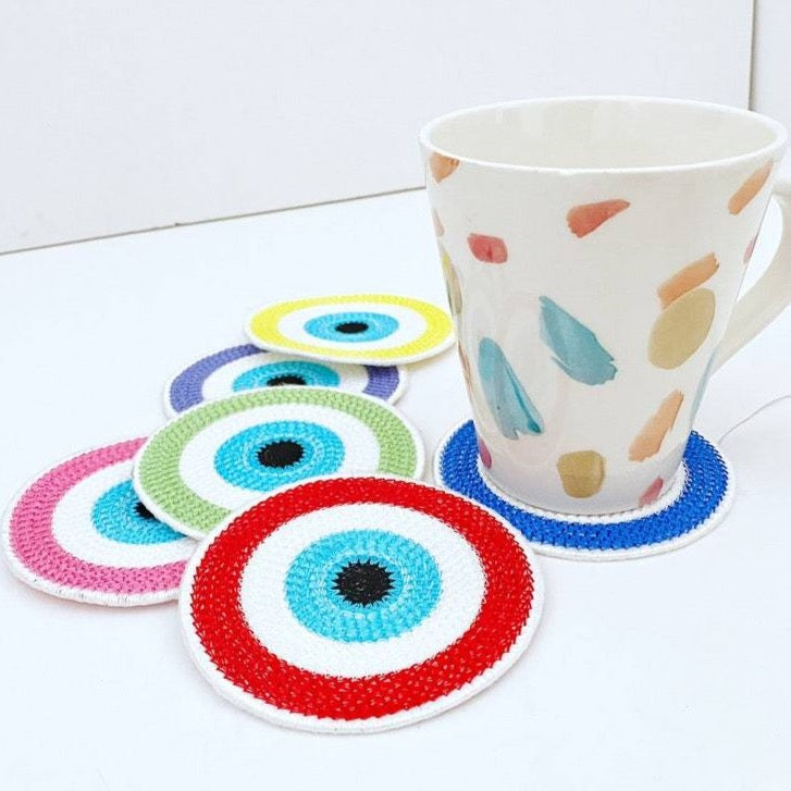 Evil Eye Coaster, Set of 4, Lucky Evil Eye Home Accessories