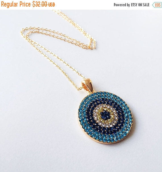 Evil Eye Necklace - Rose Gold Evil eye Jewelry - Zirconia evil eye